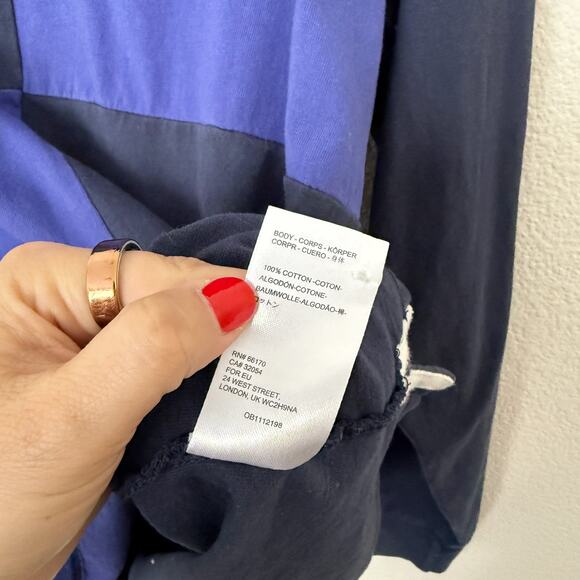 [Urban Outfitters] Navy Blue Colorblock Long Sleeve Rugby Polo Shirt Sz Medium M - Picture 11 of 11